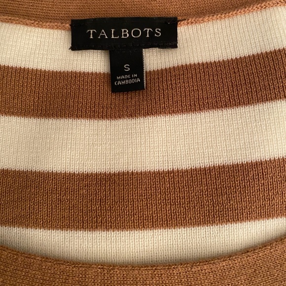 Talbots Small, brown & white striped cotton/rayon blend long sleeve, scoop neck. - Picture 8 of 16